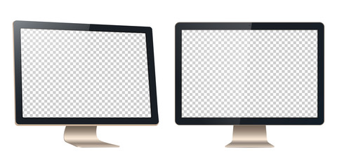 Leinwandbilder - Computer display gold isolated on white background. Layers are orderly and easily ediable