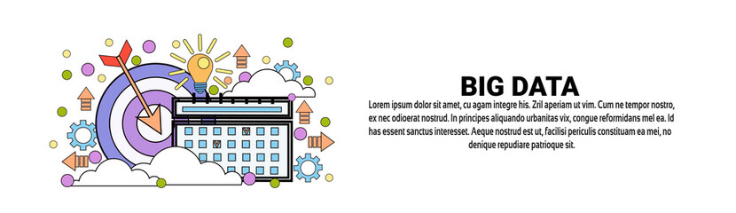 Poster - Big Data Search Concept Horizontal Banner With Copy Space Flat Vector Illustration