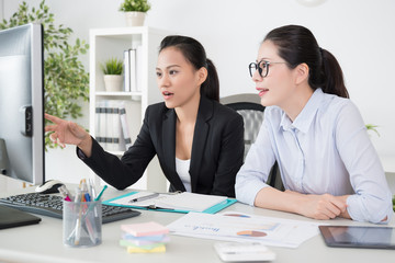 Wall Mural - business employee talking about her idea