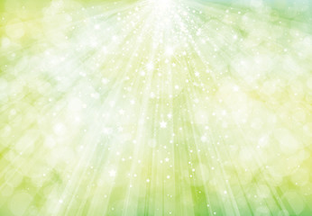 Wall Mural - vector green, spring background with rays, stars and lights.