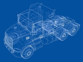 Wall Mural - Concept truck. Vector rendering of 3d