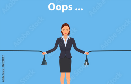 Fotomural Woman holding unplugged cable.