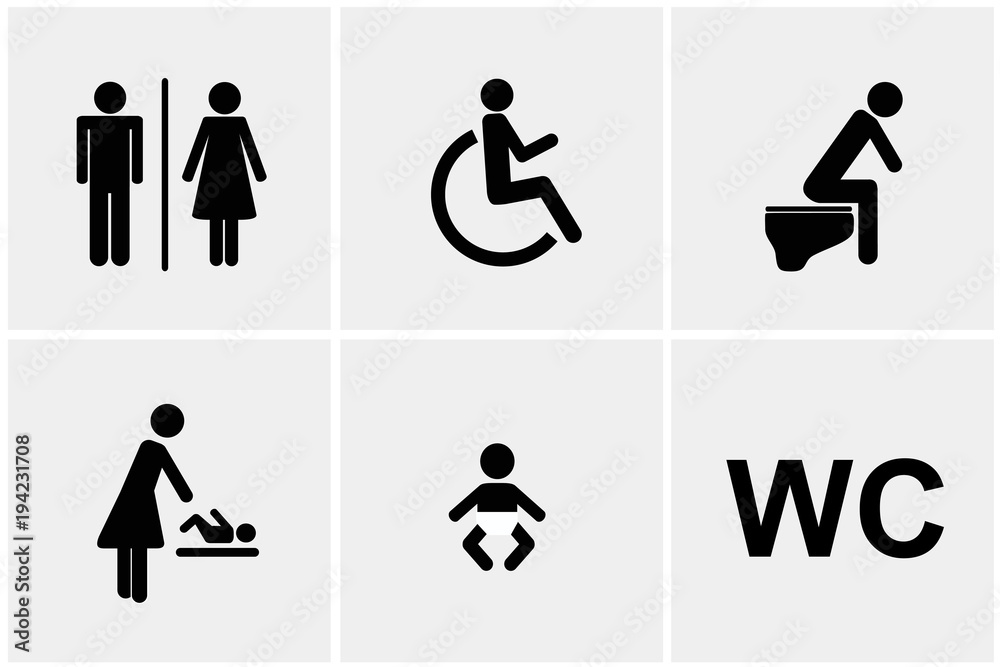 Wc Symbole Piktogramm 6er Set Stock Gamesageddon