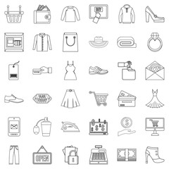 Poster - Online wholesale trade icons set, outline style