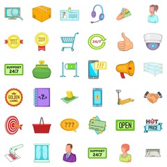 Poster - Online shipping icons set, cartoon style