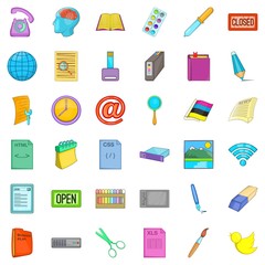 Poster - Firm association icons set, cartoon style