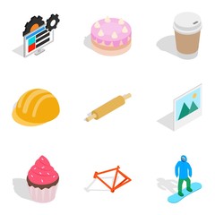 Poster - Set of materials icons set, isometric style