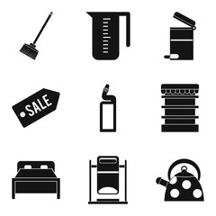 Poster - Domestic personnel icons set, simple style