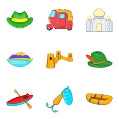 Poster - Trip dream icons set, cartoon style