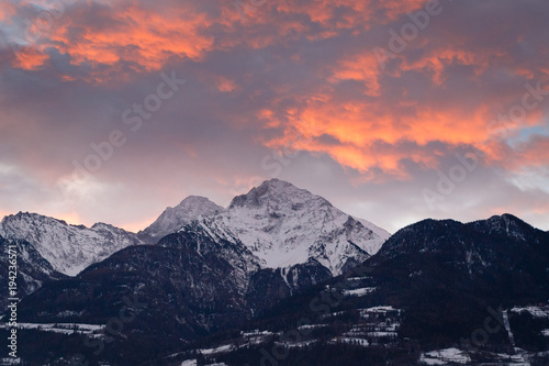 Plakat Wschód słońca w Aosta