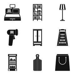Poster - Mansion cleaning icons set, simple style
