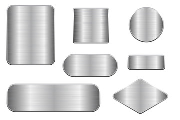 Brushed metal plates. Set of geometric shape plaques