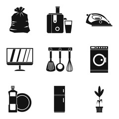 Poster - Sleeping case icons set, simple style