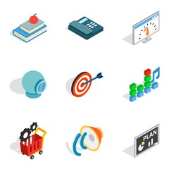 Poster - Brain training icons set, isometric style