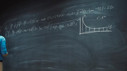 Wall Mural - Time-Lapse of the Mathematician Writing Formula on the  Blackboard. 