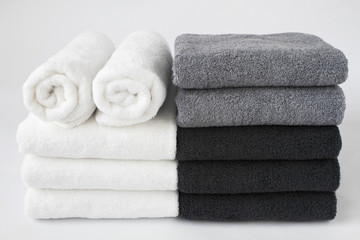 Wall Mural - Stack of bath towels isolated on white background.