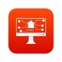 Poster - Monitor chip icon digital red