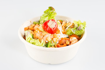 Wall Mural - takeaway bowl with fast food fresh vegetable salad