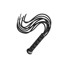 Black leather whip, fetish stuff for role playing and bdsm vector Illustration on a white background