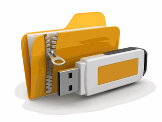 Poster - folder and usb flash. image with clipping path