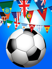 Wall Mural - Soccer football and world bunting background