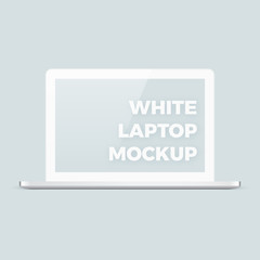 Poster - Realistic vector clean white shiny laptop mockup template with blank screen with copyspace