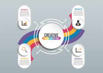 Poster - Timeline infographics design vector and marketing icons can be used for workflow layout, diagram, annual report, web design. Business concept with 4 options, steps or processes.