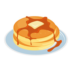 Wall Mural - pancake on dish breakfast with honey design