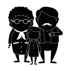 Wall Mural - couple of grandparents with granddaughter avatars characters vector illustration design