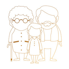 Wall Mural - couple of grandparents with granddaughter avatars characters vector illustration design