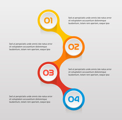 Poster - Vertical text steps infographics - can illustrate a strategy, workflow or team work, vector flat color