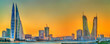 Skyline of Manama at sunset. The Kingdom of Bahrain