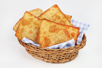 brazilian typical pastry called pastel in white background