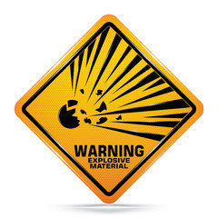 Wall Mural - International Explosive Material Hazard Symbol  Yellow Warning Dangerous icon on white background, Attracting attention Security First sign, Idea for,graphic,web, EPS10