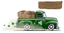 Vector Saint Patrick's Retro Cartoon Beer Pick-up