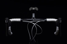 Detail Of A Racing Bike In Soft Light / Elegant Detail Of The Handlebars Of A Racing Bike