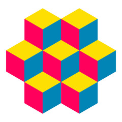 Poster - Illusive figure constructed of isometric cubes.