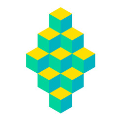 Poster - Illusive figure constructed of isometric cubes.