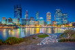 Perth. Cityscape image of Perth downtown skyline, Australia during sunset.
