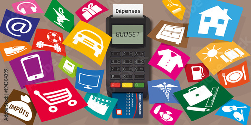 Fotomural budget - dépense - dépenses - acheter - achat - consommation - carte bleue - dép