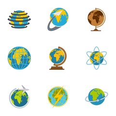 Earth icons set. flat set of 9 earth vector icons for web isolated on white background