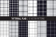 Gray, Black and White Tattersall & Windowpane Plaid Vector Patterns. Men's Fashion Fabric. Father's Day Background. Small to Large Scale Check Textile Prints. Repeating Pattern Tile Swatches Included.