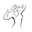 © akser - illustration in the form of an Indian dancing girl in the form of a symbol or logo