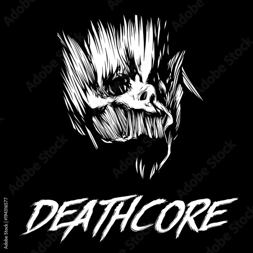 Fotografía Skull of head above the inscription on Deathcore