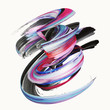 3d rendering, abstract twisted brush stroke, paint splash, splatter, colorful curl, artistic spiral, vivid ribbon
