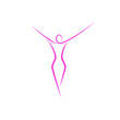Silhouette of a slender girl logo, slim figure of a young attractive woman fitness model in a linear art style, a emblem template for a spa salon or fashion show