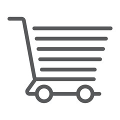 Aufkleber - Shopping cart line icon, e commerce and store, food retail sign vector graphics, a linear pattern on a white background, eps 10.