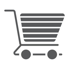 Aufkleber - Shopping cart glyph icon, e commerce and store, food retail sign vector graphics, a solid pattern on a white background, eps 10.