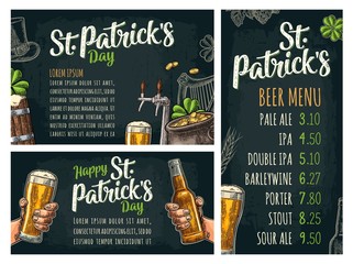 Wall Mural - Poster and price menu. St. Patrick's calligraphic lettering.