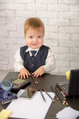 Wall Mural - Little businessman boy